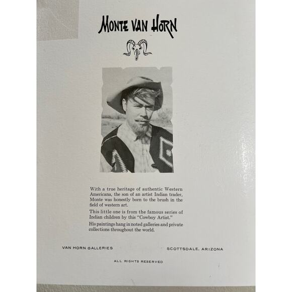 Vintage 70's Set 3 Indian Colored Lithographs Monte van Horn Monteague Flagg - Picture 7 of 7